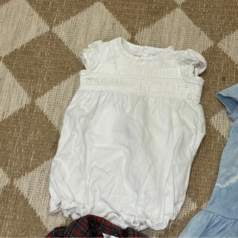 Ralph Lauren BUNDLE baby girl coverall plaid dress romper teddy bear onesie bow